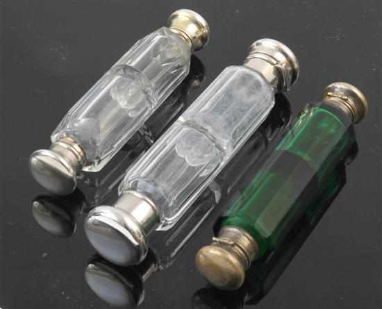 Appraisal: A set of three Victorian double ended scent bottles Each