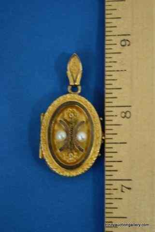 Appraisal: Antique c K Gold Pearl Locket PendantThis is a antique