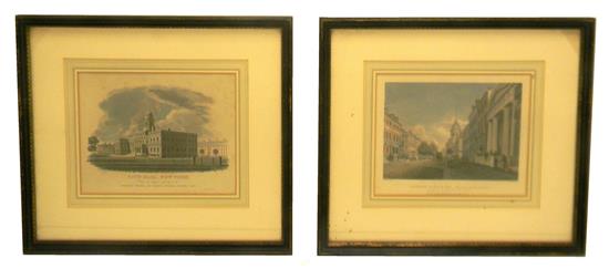 Appraisal: Two early th C New York architectural colored engravings c