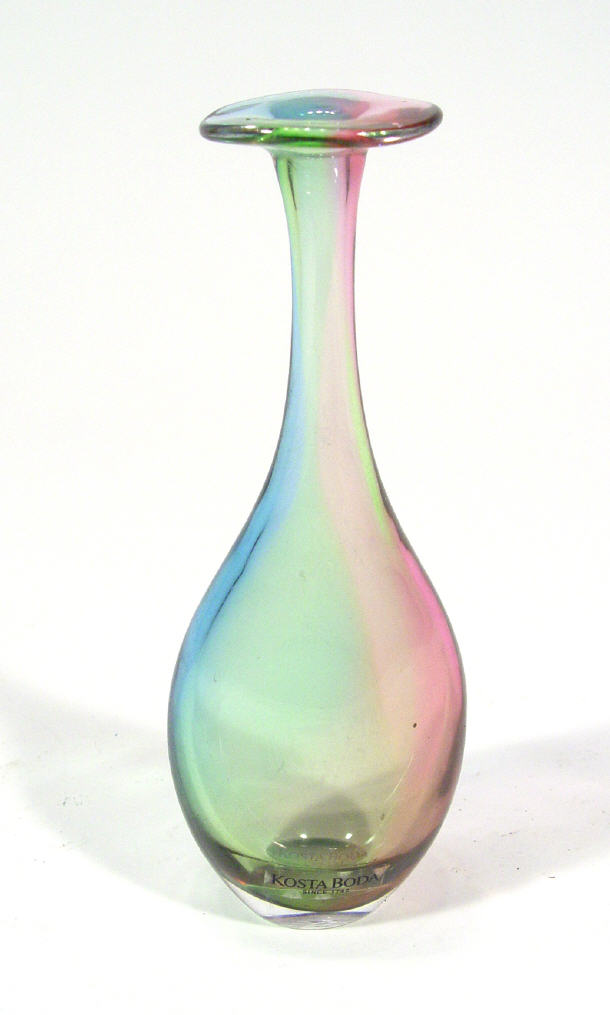 Appraisal: Kosta Boda rainbow coloured free blown bottle shaped glass vase