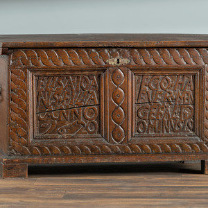 Appraisal: A William and Mary Carved and Paneled Oak Blanket Chest