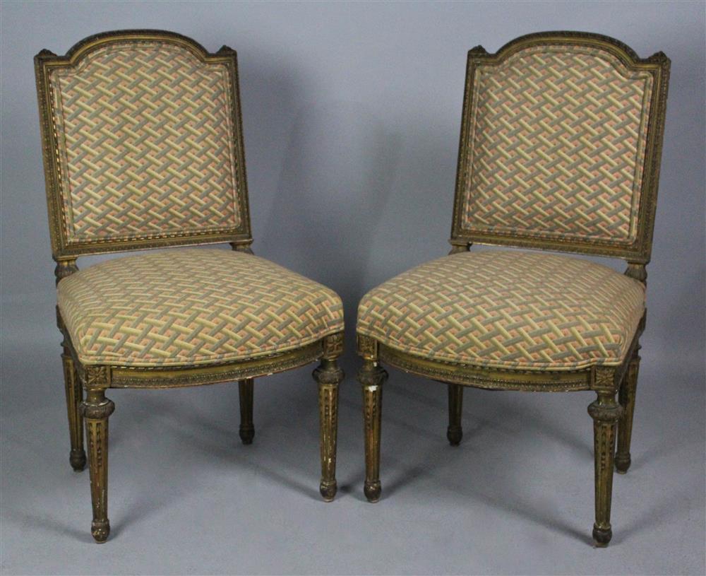 Appraisal: PAIR OF LOUIS XVI STYLE GILTWOOD CHAISES EN SUITE -