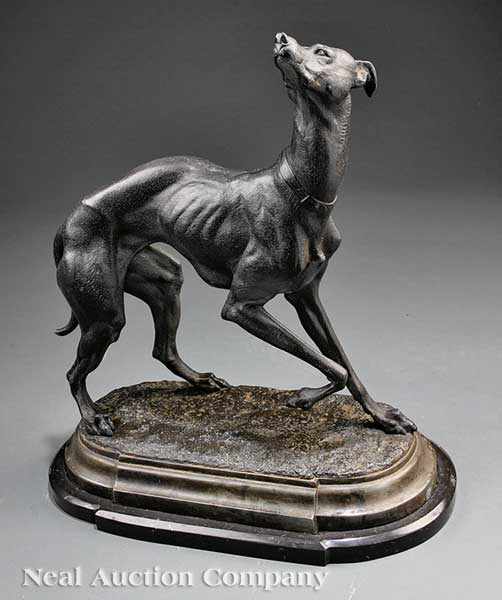 Appraisal: An Antique Patinated Metal Figure of a Whippet late th