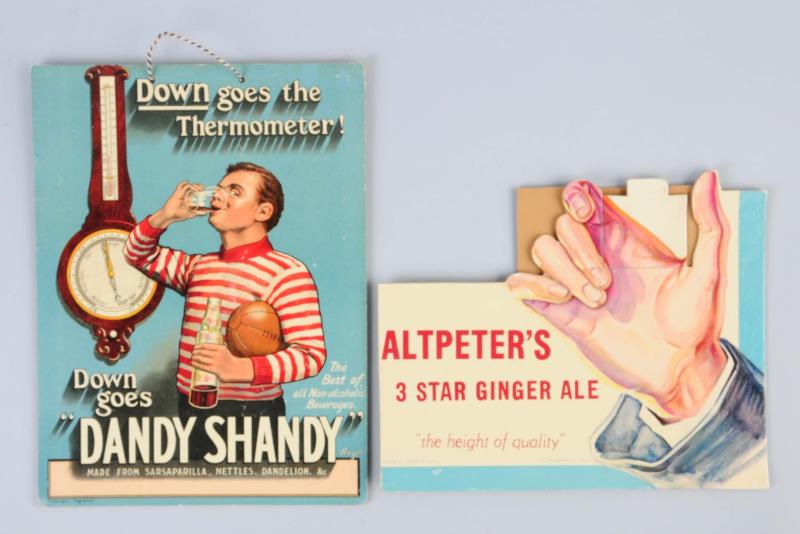 Appraisal: Lot Of Soda Cardboard Signs The Altpeters ginger ale piece