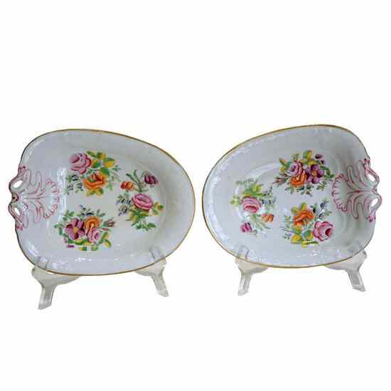 Appraisal: A Pair of English Creamware Floral Decorated Dessert Dishes circa