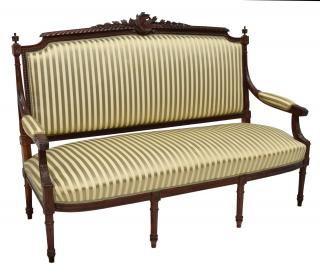 Appraisal: LOUIS XVI STYLE CARVED SOFA Louis XVI style sofa late