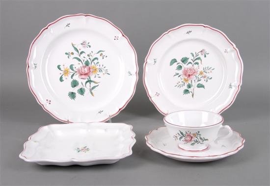 Appraisal: A Partial Set of French Dinnerware for Six Moustiers Diameter