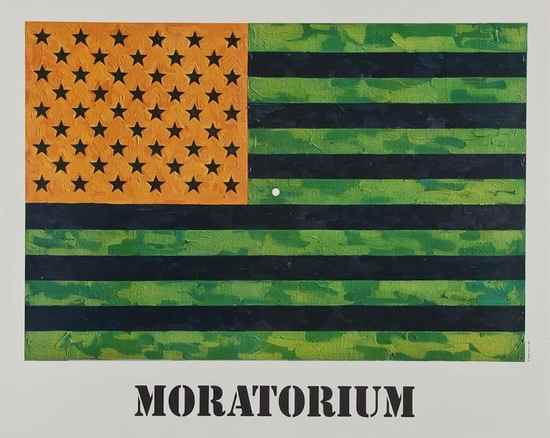 Appraisal: Jasper Johns b Flag Moratorium offset lithographic poster printed in