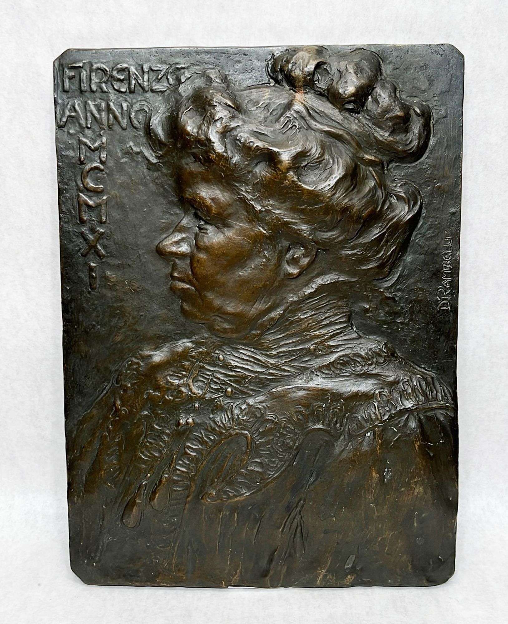 Appraisal: Domenico Rambelli bronze plaque of womanEarly thC Measures x