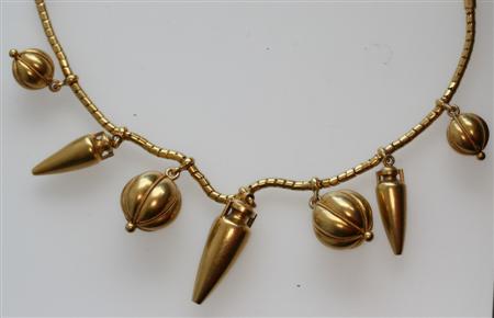 Appraisal: A late Victorian gold necklace pair of bracelets composed of