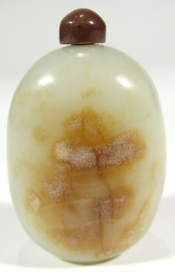 Appraisal: Chinese pale Celedon jade snuff bottle of pebble form with