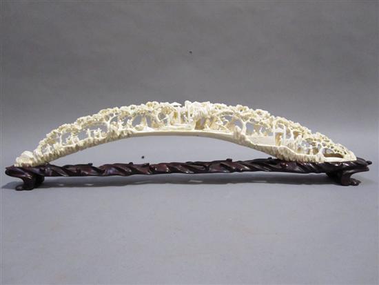 Appraisal: CHINESE CARVED IVORY TUSK Depicting a landscape L