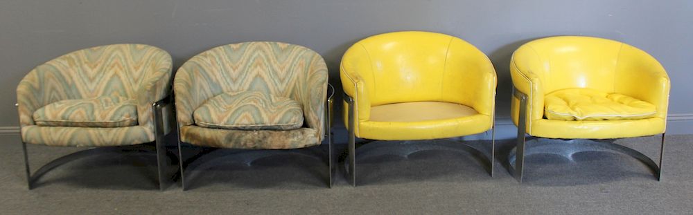 Appraisal: MKIDCENTURY C Back Chrome Club Chairs From a New Jersey