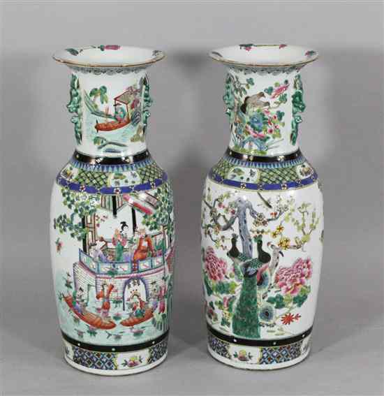 Appraisal: A pair of large Chinese Canton decorated famille rose baluster