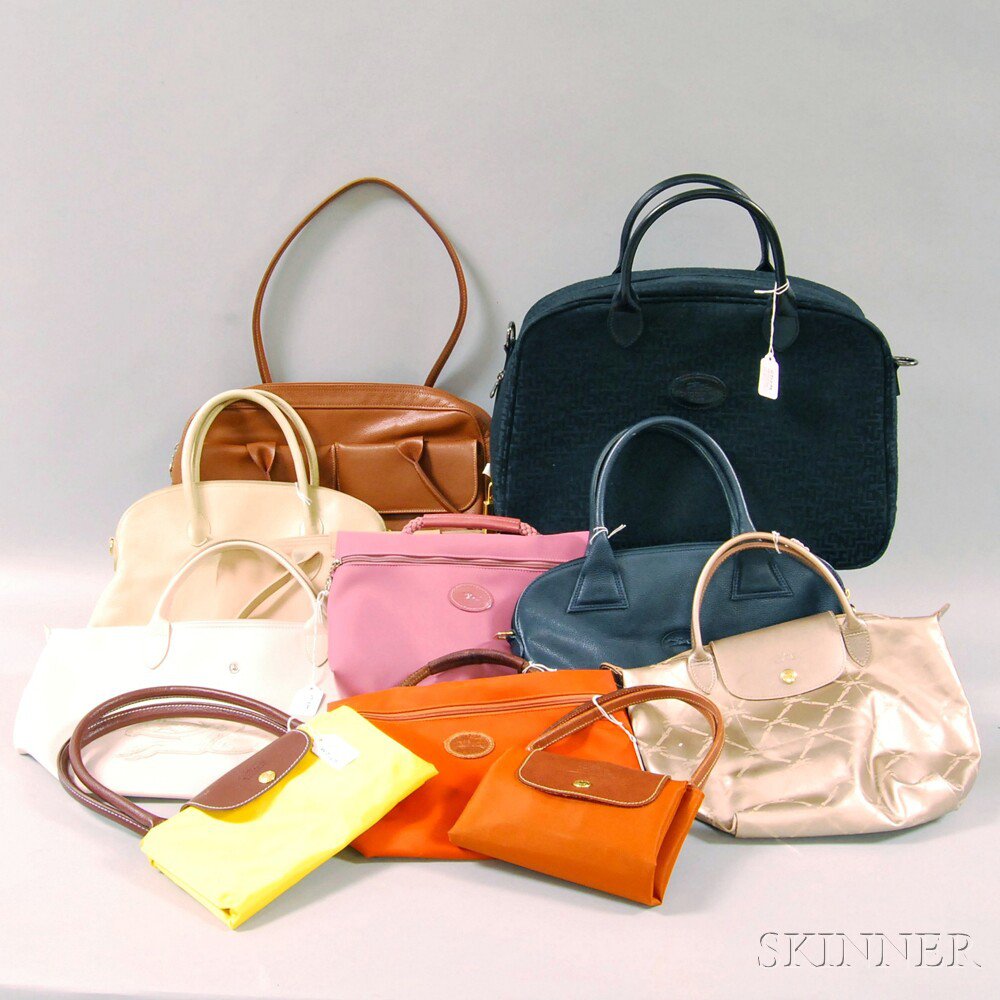 Appraisal: Eleven Leather and Canvas Longchamp Purses Tote Bags and Cases