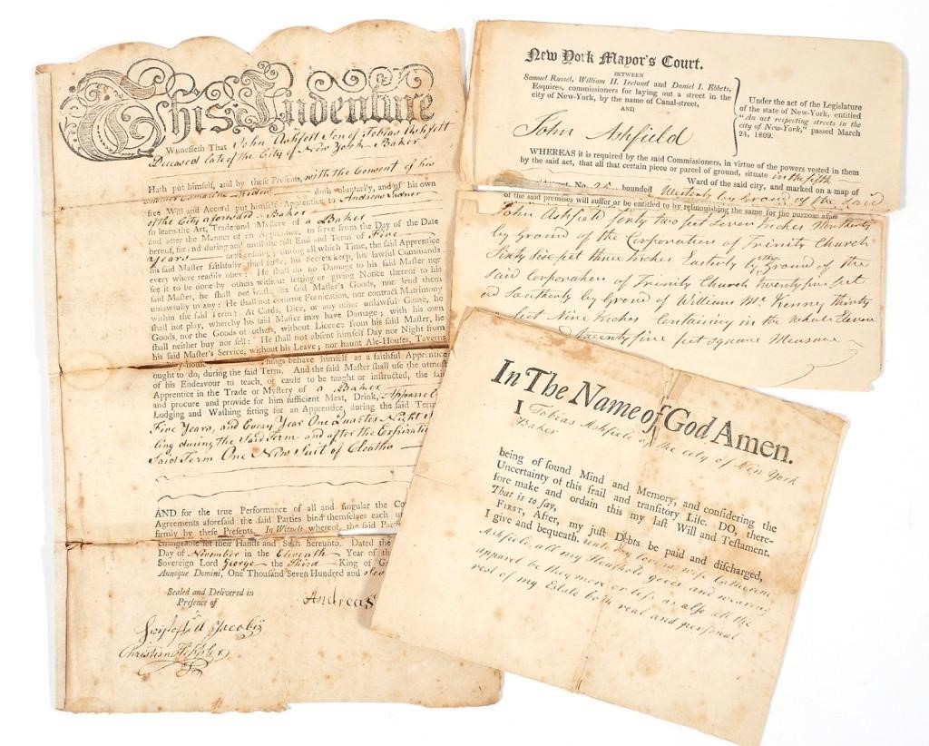 Appraisal: Three documents including the last will and testament of Tobias