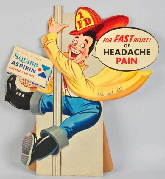 Appraisal: Cardboard Squibb Aspirin Cutout Stand-Up Sign Some edge bends with