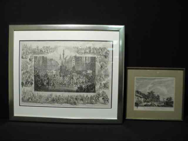 Appraisal: Lot of two antique framed engravings The first is after