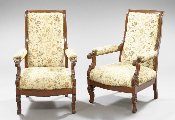 Appraisal: Pair of Louis-Philippe Mahogany Library Chairs mid- th century each