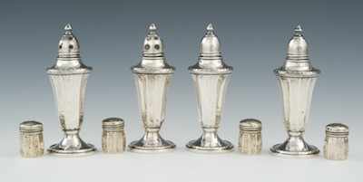 Appraisal: A Lot of Eight Sterling Salt Pepper Shakers Including by