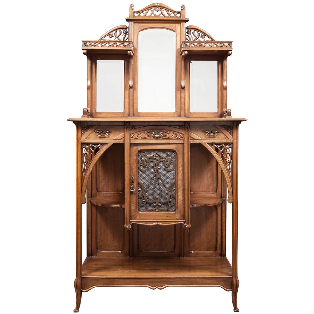 Appraisal: Continental Art Nouveau Carved Mahogany Etagere Circa The rectangular top