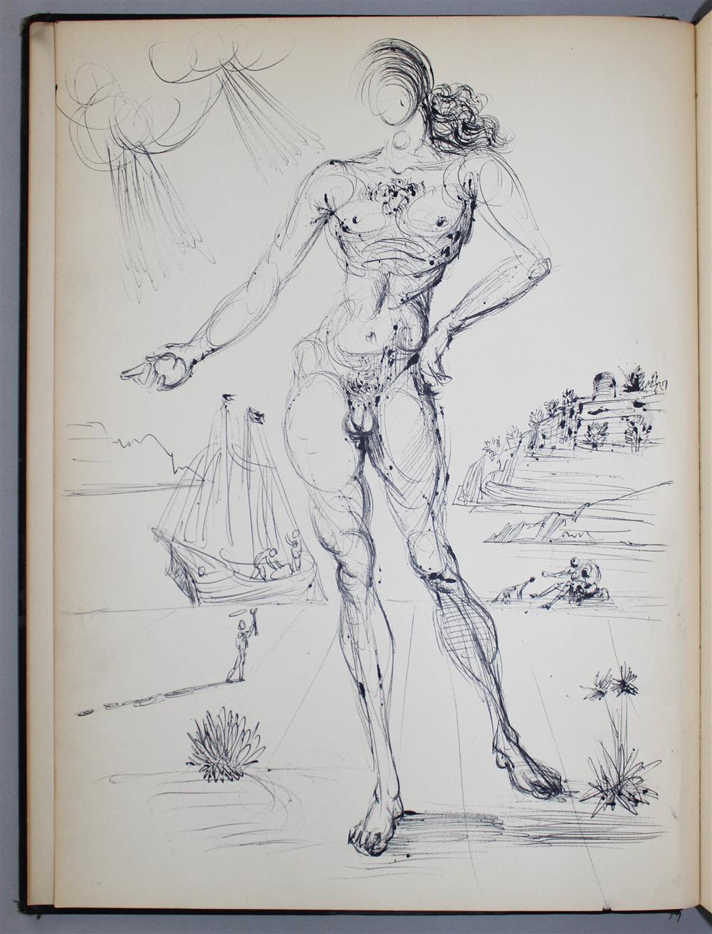 Appraisal: SALVADOR DALI SPANISH - DALI DRAWING AND INSCRIPTION IN DALI