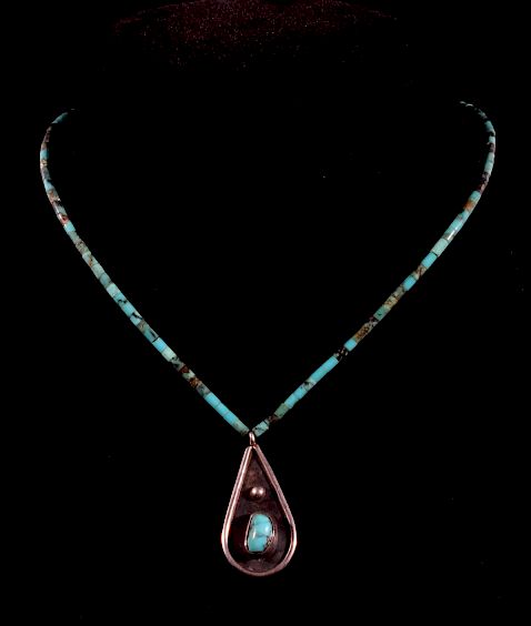 Appraisal: Navajo Silver and Turquoise Necklace For your consideration is a