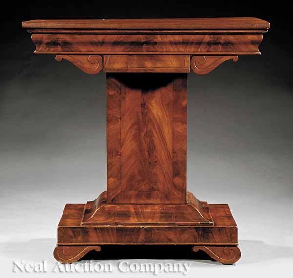 Appraisal: An American Classical Mahogany Pedestal Table c the rear rail