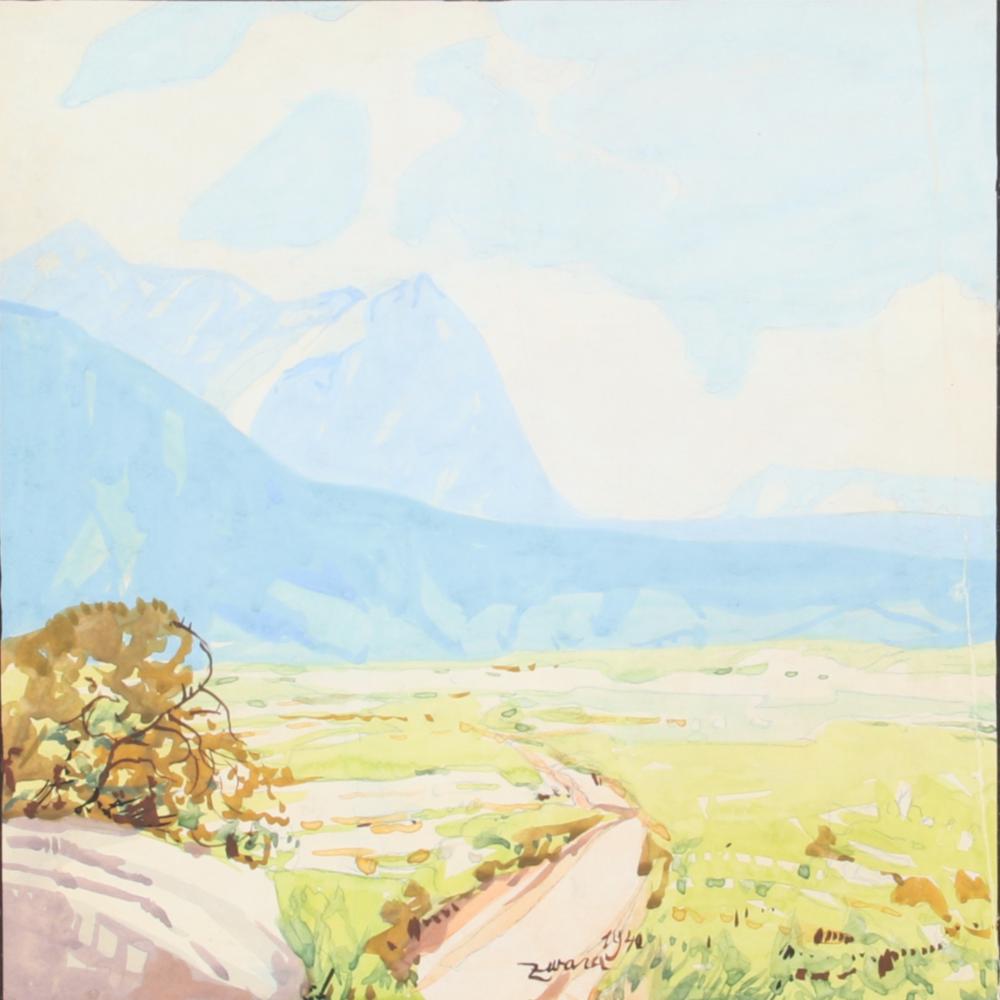 Appraisal: JOHN ZWARA INDIANA HUNGARY - MOUNTAIN VIEW GOUACHE WATERCOLOR ON