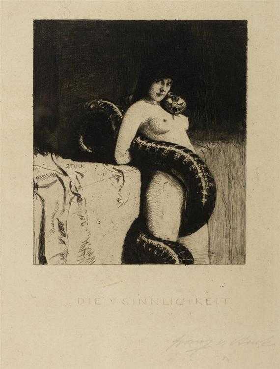 Appraisal: STUCK FRANZ VON Tettenweis - Munich Die Sinnlichkeit sensuality Etching