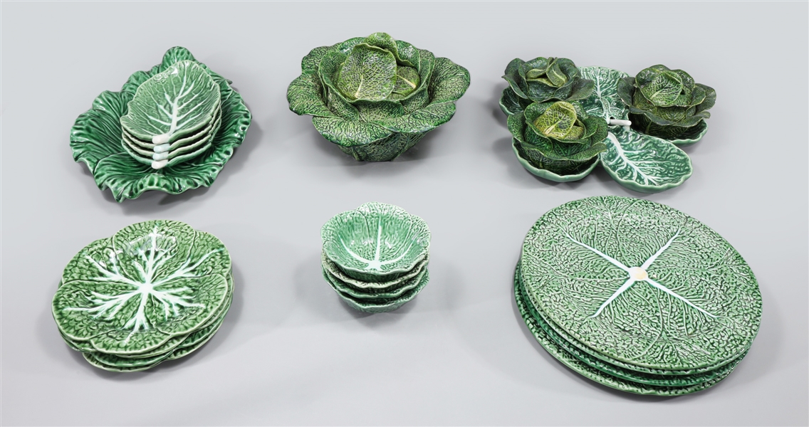 Appraisal: Group of twenty-two vintage Majolica cabbage collection by Rafael Bordalo