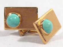 Appraisal: A pair of carat gold turquoise cufflinks approx weight grams