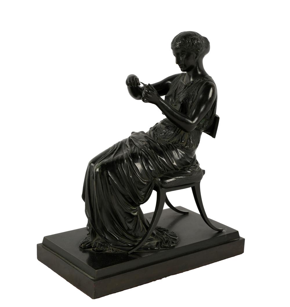 Appraisal: JEAN JULES SALMSON - SEATED WOMAN bronze with brown patination