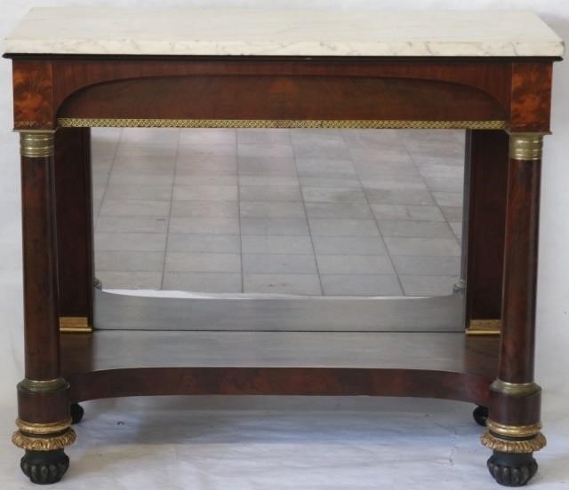 Appraisal: EARLY TH C AMERICAN CLASSICAL PIER TABLE WHITE MARBLE TOP