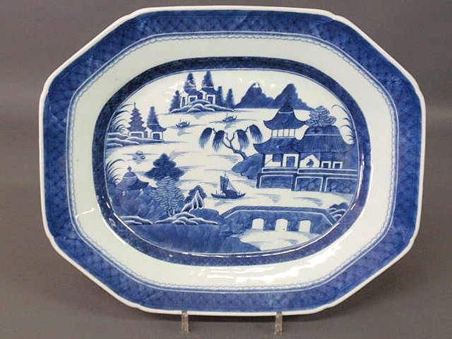 Appraisal: Chinese Canton blue and white porcelain platter c with a