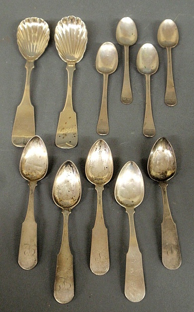 Appraisal: - Group of eleven coin silver spoons- with shell-form bowls