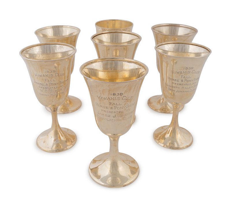 Appraisal: A Collection of Seven American Silver Goblet Trophies Height of