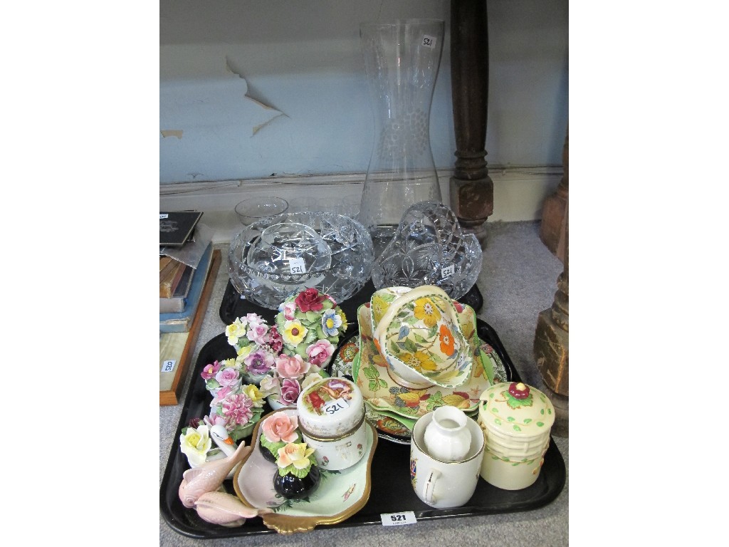 Appraisal: Two trays of assorted ceramics crystal etc - Doulton posies