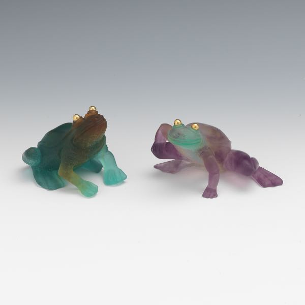 Appraisal: TWO DAUM PATE DE VERRE FROGS Two Daum frogs with