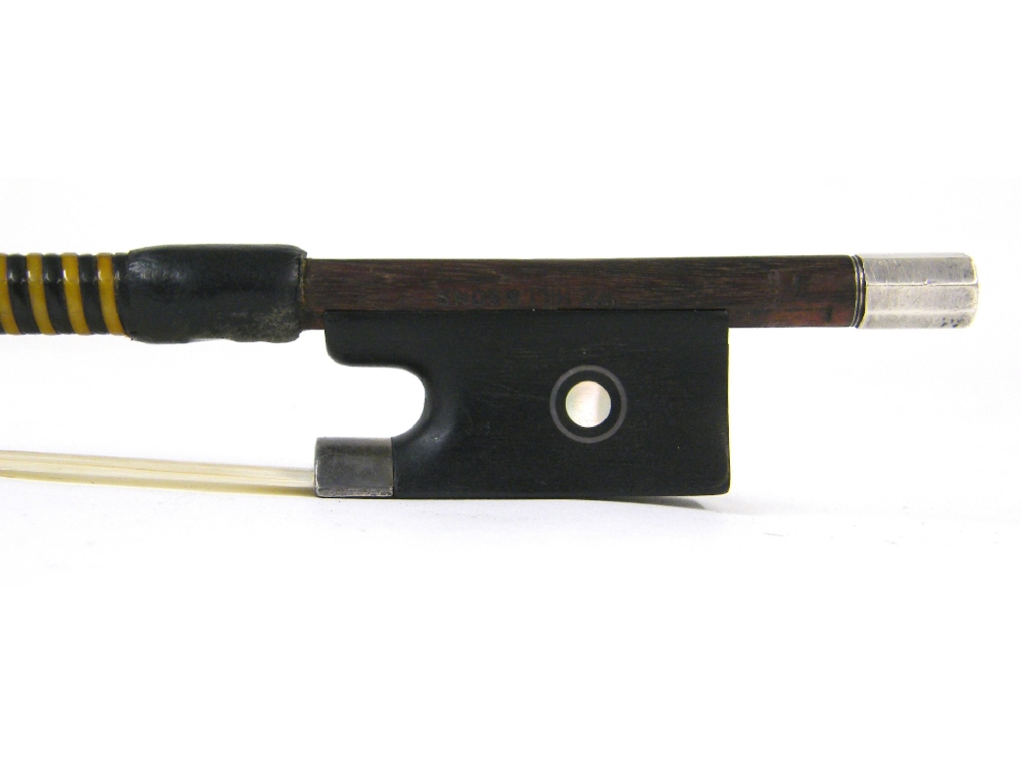 Appraisal: English silver mounted violin bow by and stamped W E