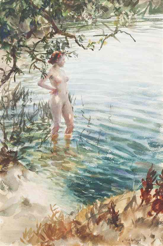 Appraisal: John Whorf American - Nude Bather watercolor signed John Whorf