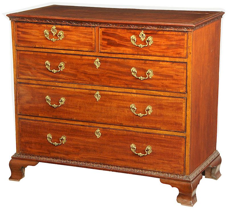 Appraisal: Chippendale Inlaid Mahogany Five Drawer Chest British th century banded