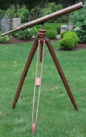 Appraisal: TH CENTURY BRASS TELESCOPE ON A WOODEN TRIPODBASE TELESCOPE MADE