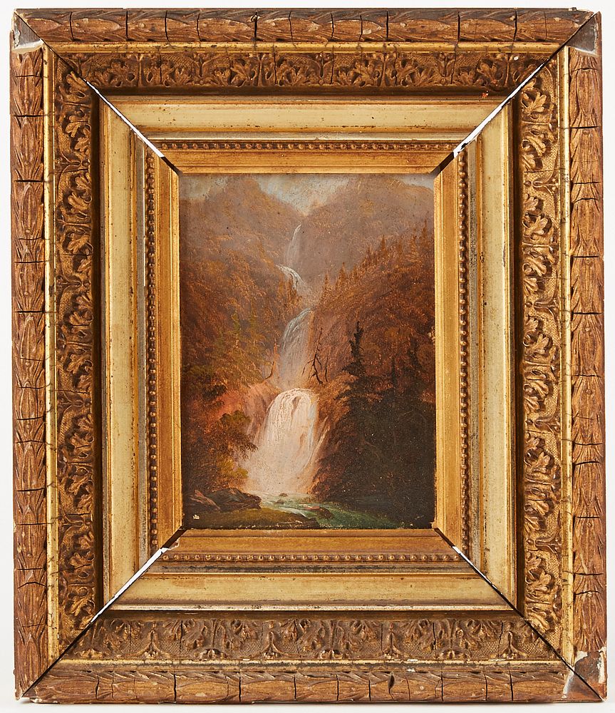 Appraisal: Style of Sanford Gifford Oil on Panel Hudson River Waterfalls