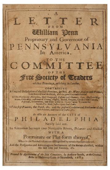 Appraisal: PENN William A Letter from William Penn Proprietary and Governour