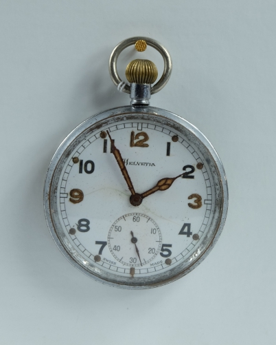 Appraisal: Helvetia Military pocket watch with white dial marked to the