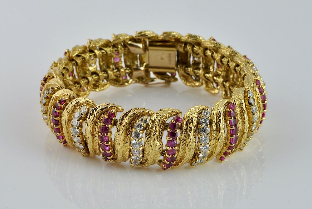 Appraisal: Kutchinsky kt Gold Diamond Ruby Bracelet kt yellow gold signed