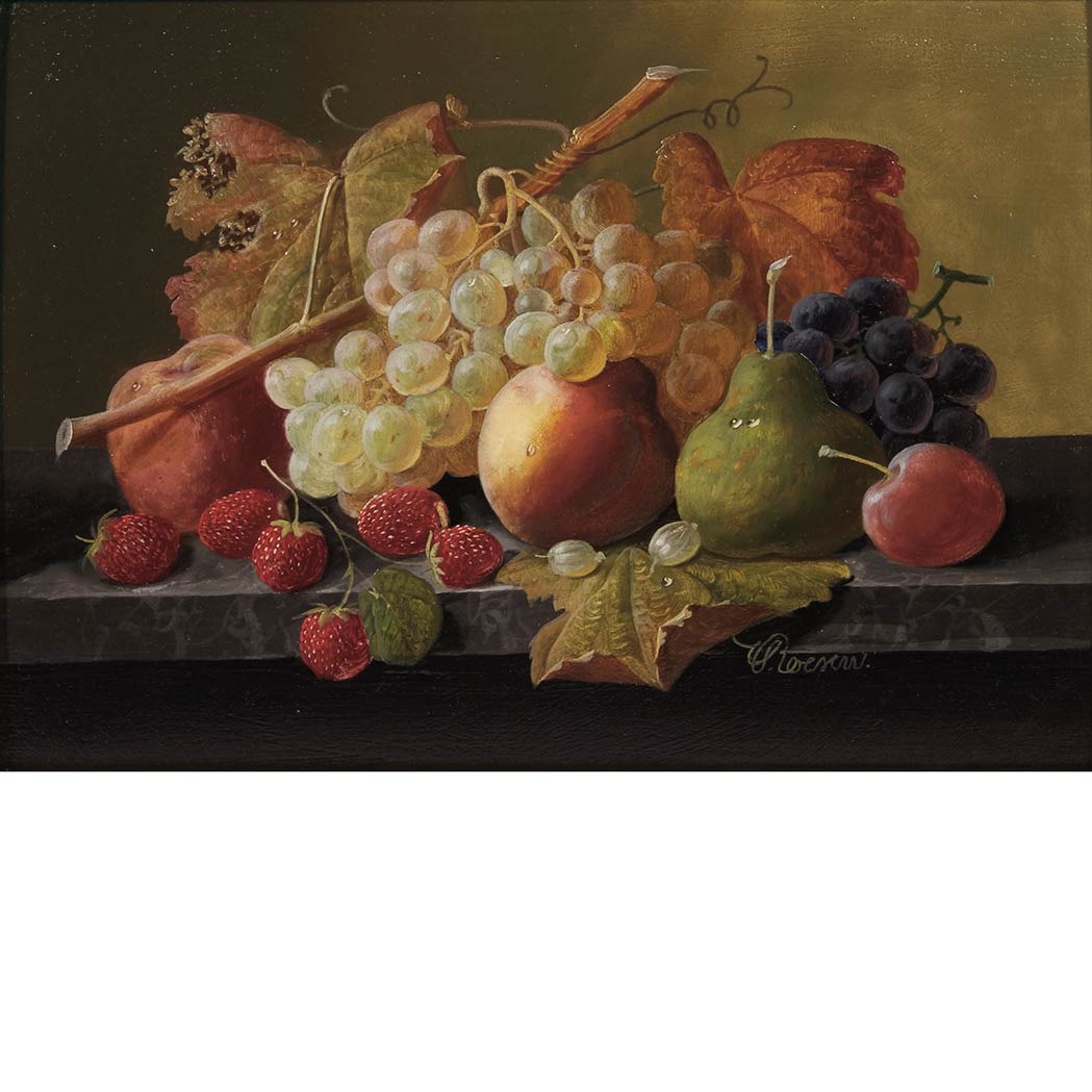 Appraisal: Severin Roesen American - Still Life with Fruit and Grapevines