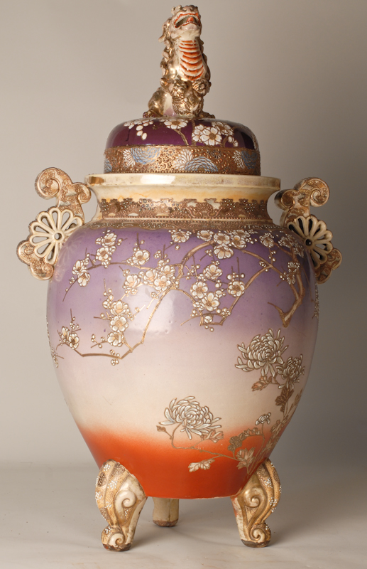 Appraisal: A L th C Monumental Satsuma Lidded Urn raised on