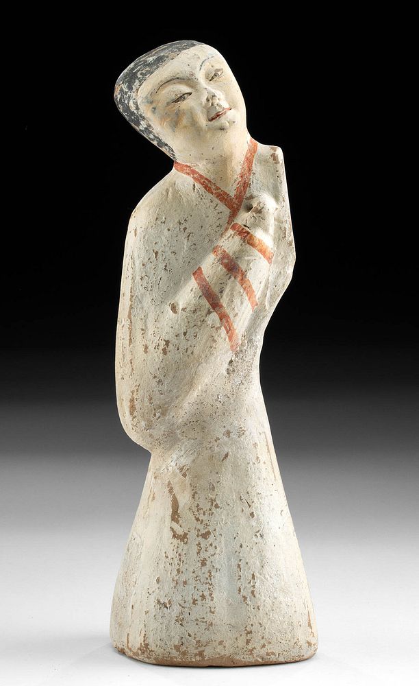 Appraisal: Chinese Han Dynasty Polychrome Pottery Dancing Female First Time At